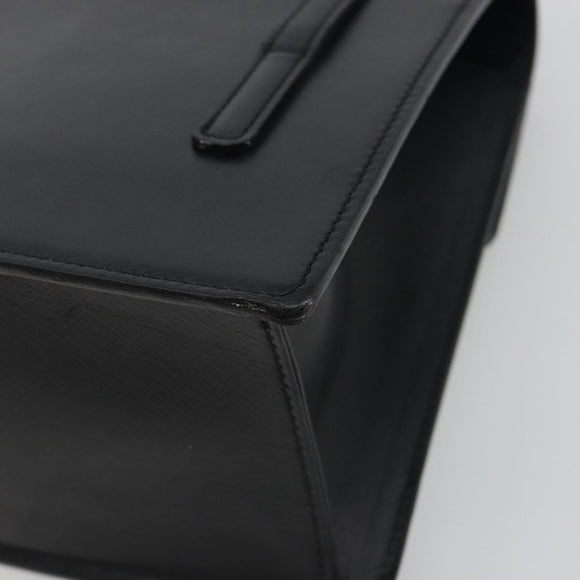 BURBERRY Hand Bag Leather Black Silver Auth 196118