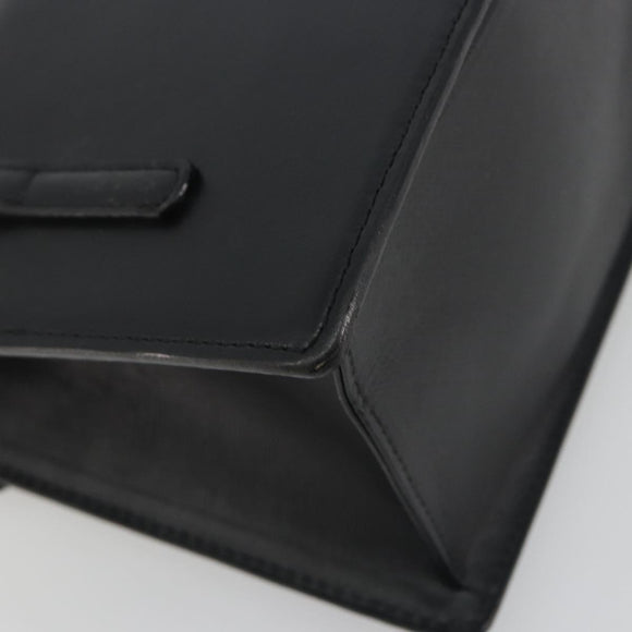 BURBERRY Hand Bag Leather Black Silver Auth 196118