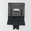 BURBERRY Hand Bag Leather Black Silver Auth 196118-10