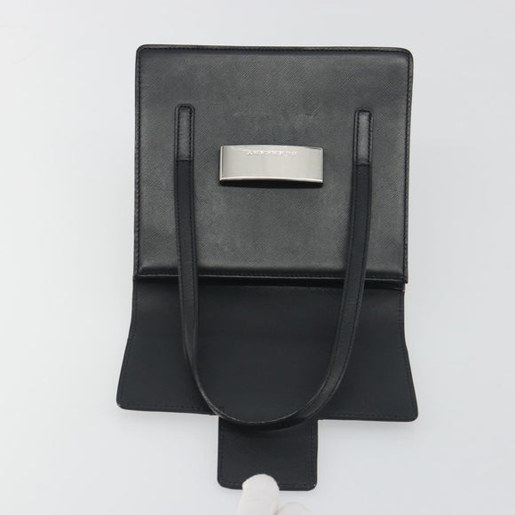 BURBERRY Hand Bag Leather Black Silver Auth 196118