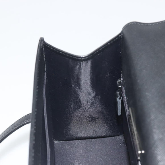 BURBERRY Hand Bag Leather Black Silver Auth 196118