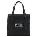 BURBERRY Hand Bag Leather Black Silver Auth 196118-13