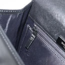 BURBERRY Hand Bag Leather Black Silver Auth 196118-21