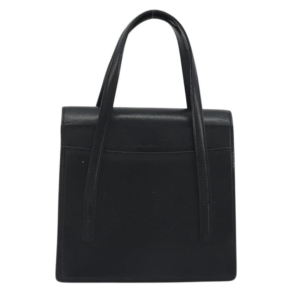 BURBERRY Hand Bag Leather Black Silver Auth 196118