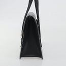 BURBERRY Hand Bag Leather Black Silver Auth 196118-3