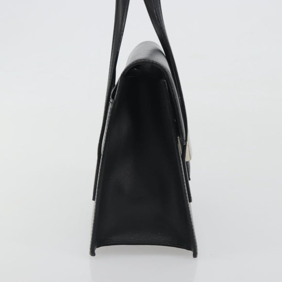 BURBERRY Hand Bag Leather Black Silver Auth 196118