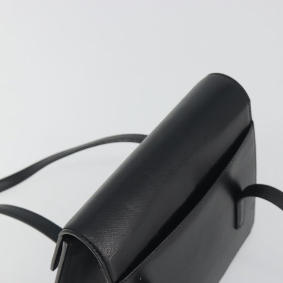 BURBERRY Hand Bag Leather Black Silver Auth 196118