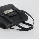 BURBERRY Hand Bag Leather Black Silver Auth 196118-7