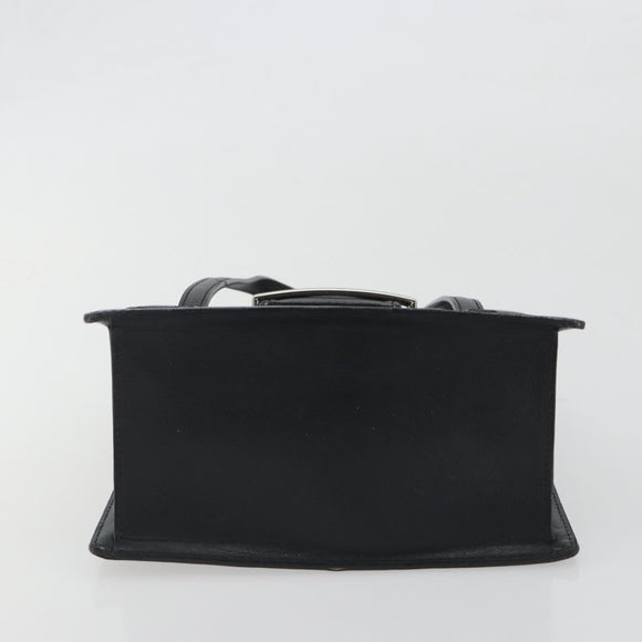 BURBERRY Hand Bag Leather Black Silver Auth 196118