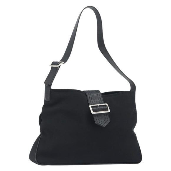 BURBERRY Shoulder Bag Canvas Black Silver Auth 196119