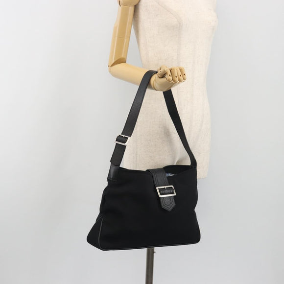 BURBERRY Shoulder Bag Canvas Black Silver Auth 196119