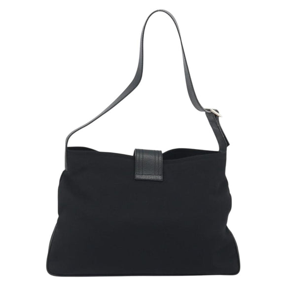 BURBERRY Shoulder Bag Canvas Black Silver Auth 196119