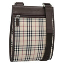 BURBERRY Nova Check Shoulder Bag Canvas Beige Silver Auth 196121-1