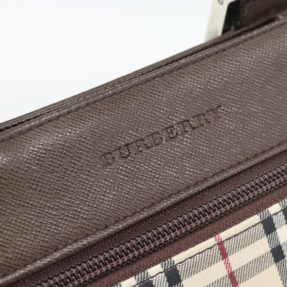 BURBERRY Nova Check Shoulder Bag Canvas Beige Silver Auth 196121