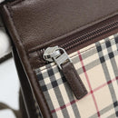 BURBERRY Nova Check Shoulder Bag Canvas Beige Silver Auth 196121-15
