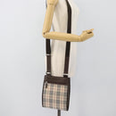 BURBERRY Nova Check Shoulder Bag Canvas Beige Silver Auth 196121-24