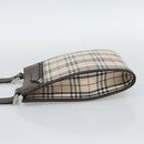 BURBERRY Nova Check Shoulder Bag Canvas Beige Silver Auth 196121-4