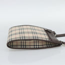 BURBERRY Nova Check Shoulder Bag Canvas Beige Silver Auth 196121-5