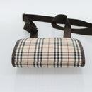 BURBERRY Nova Check Shoulder Bag Canvas Beige Silver Auth 196121-9