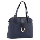Christian Dior Trotter Hand Bag PVC Leather Navy Gold Tone Auth 196124-1