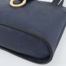Christian Dior Trotter Hand Bag PVC Leather Navy Gold Tone Auth 196124-10