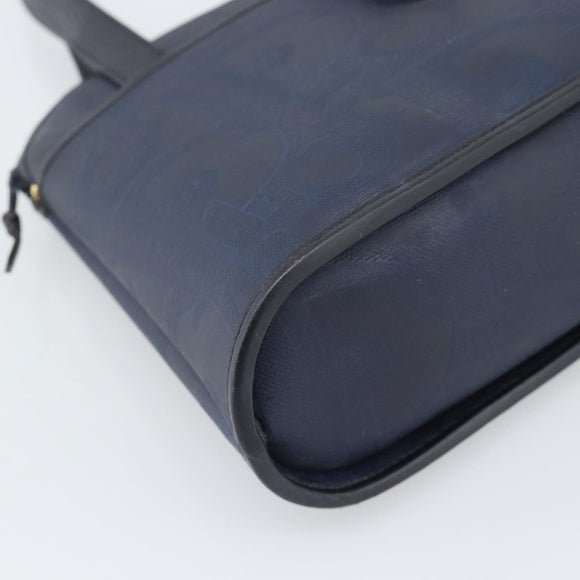 Christian Dior Trotter Hand Bag PVC Leather Navy Gold Tone Auth 196124