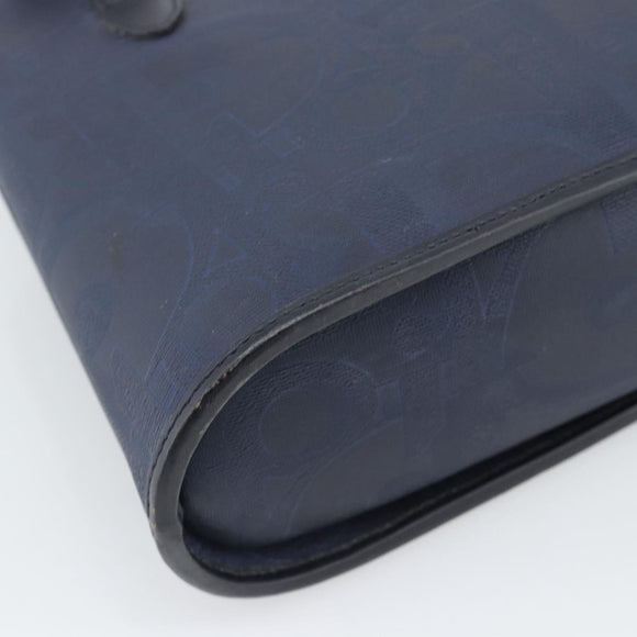 Christian Dior Trotter Hand Bag PVC Leather Navy Gold Tone Auth 196124