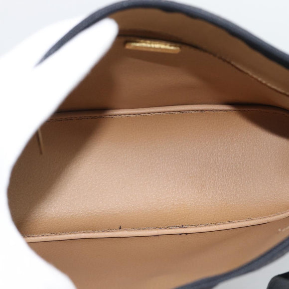 Christian Dior Trotter Hand Bag PVC Leather Navy Gold Tone Auth 196124