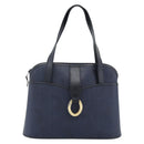 Christian Dior Trotter Hand Bag PVC Leather Navy Gold Tone Auth 196124-2