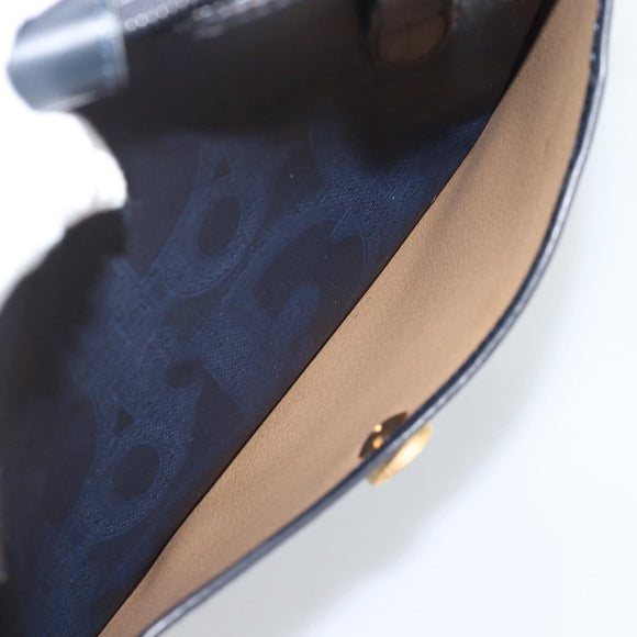 Christian Dior Trotter Hand Bag PVC Leather Navy Gold Tone Auth 196124