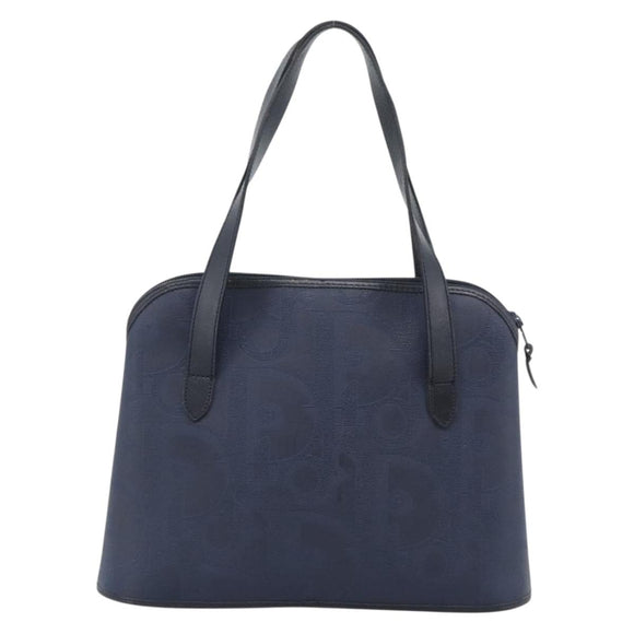 Christian Dior Trotter Hand Bag PVC Leather Navy Gold Tone Auth 196124