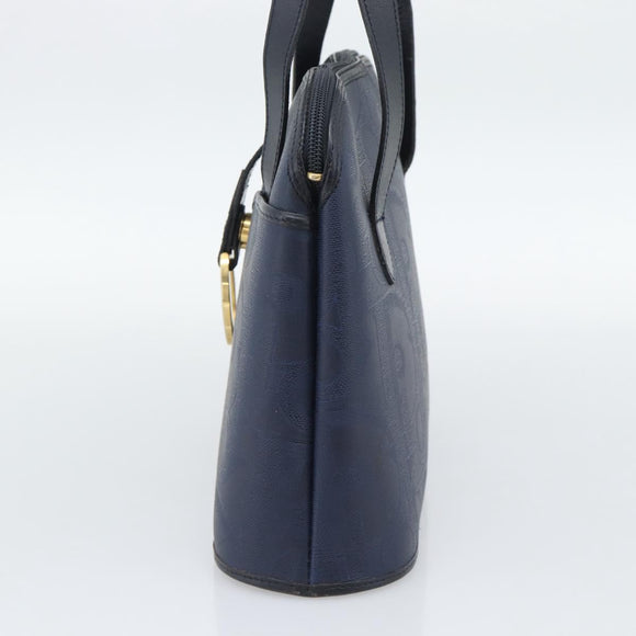 Christian Dior Trotter Hand Bag PVC Leather Navy Gold Tone Auth 196124