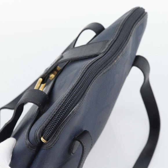 Christian Dior Trotter Hand Bag PVC Leather Navy Gold Tone Auth 196124