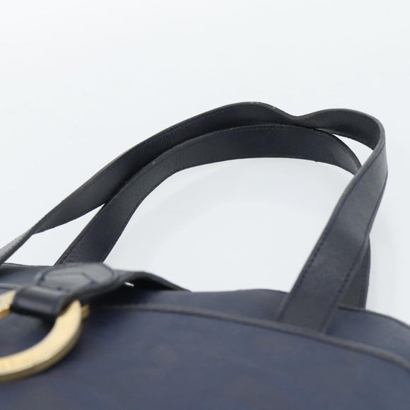 Christian Dior Trotter Hand Bag PVC Leather Navy Gold Tone Auth 196124