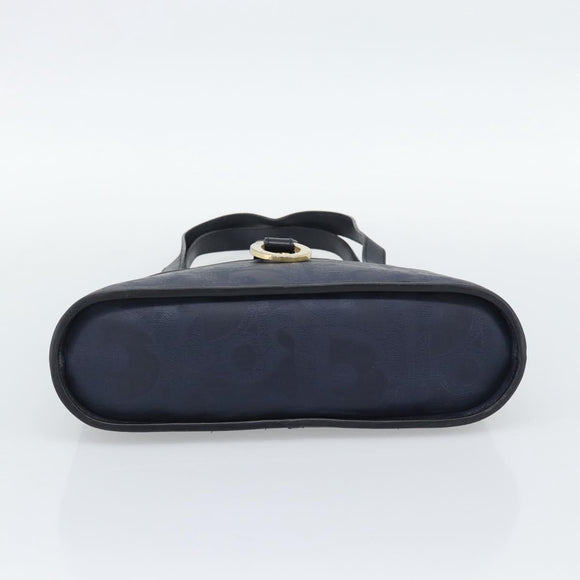 Christian Dior Trotter Hand Bag PVC Leather Navy Gold Tone Auth 196124