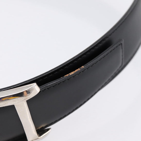 CARTIER Belt Leather 37.8"" Black Silver Auth 196125V