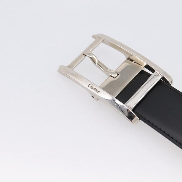 CARTIER Belt Leather 37.8"" Black Silver Auth 196125V