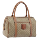 CELINE Macadam Boston Bag PVC Leather Beige Gold Tone Auth 196127-1