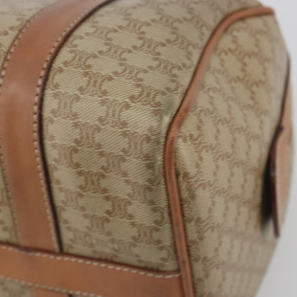 CELINE Macadam Boston Bag PVC Leather Beige Gold Tone Auth 196127