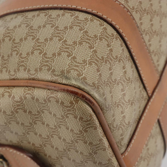 CELINE Macadam Boston Bag PVC Leather Beige Gold Tone Auth 196127