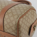 CELINE Macadam Boston Bag PVC Leather Beige Gold Tone Auth 196127-15