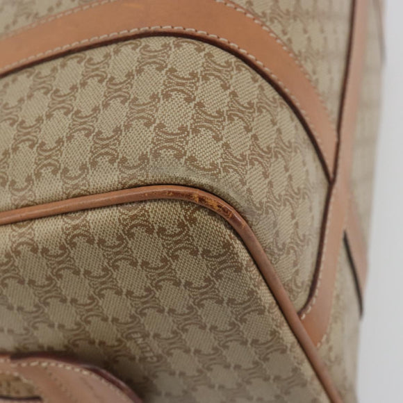 CELINE Macadam Boston Bag PVC Leather Beige Gold Tone Auth 196127