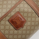 CELINE Macadam Boston Bag PVC Leather Beige Gold Tone Auth 196127-18