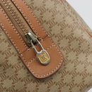 CELINE Macadam Boston Bag PVC Leather Beige Gold Tone Auth 196127-19