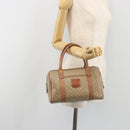 CELINE Macadam Boston Bag PVC Leather Beige Gold Tone Auth 196127-23