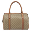 CELINE Macadam Boston Bag PVC Leather Beige Gold Tone Auth 196127-2