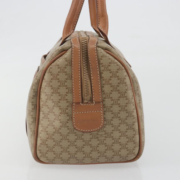 CELINE Macadam Boston Bag PVC Leather Beige Gold Tone Auth 196127