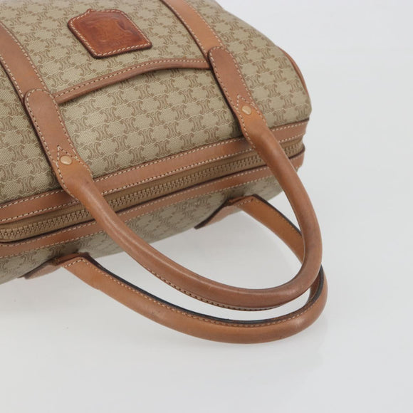 CELINE Macadam Boston Bag PVC Leather Beige Gold Tone Auth 196127