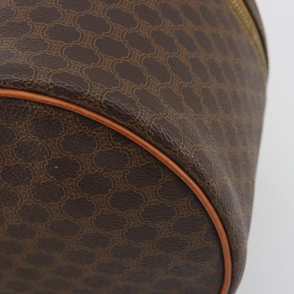 CELINE Macadam Vanity Cosmetic Pouch PVC Leather Brown Gold Tone Auth 196128A