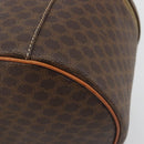 CELINE Macadam Vanity Cosmetic Pouch PVC Leather Brown Gold Tone Auth 196128A-16
